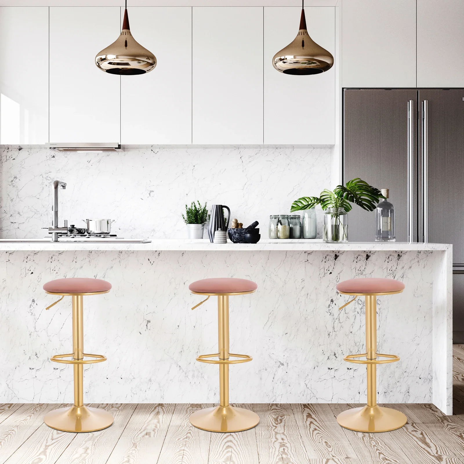WOLTU 2PCS Sgabelli da bar ergonomici con poggiapiedi 360 °   Sgabello da Pranzo Girevole Regolabile in Altezza per Bistrot, Caffè e Cucina
