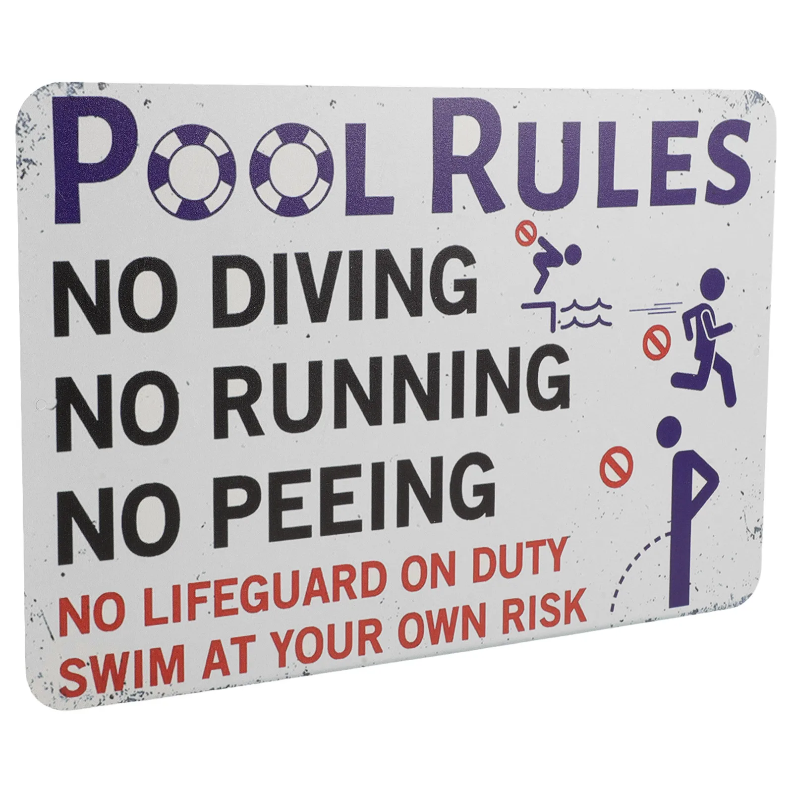 

Swimming Pool Sign Metal Decor Waterproof Durable Warning Function Easy Installation Pool Rules Signs Outdoor Decor
