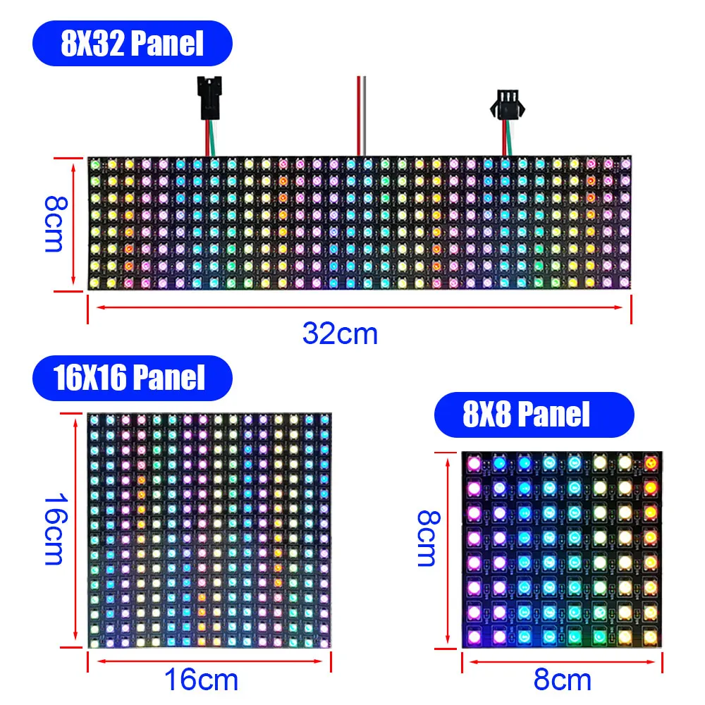 Ws2812b 5050 rgb levou painel digital, flexível, individualmente endereçável, ws2812 luz, 8x8, 16x16, 8x32 módulo, tela matricial dc5v