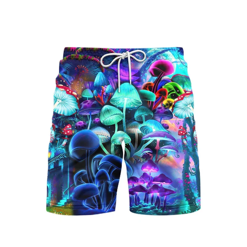 Fantasy Mushrooms 3D Print Beach Short For Men\'s Hip Hop Street Shorts Harajuku Personality Fashion Colorful Pattern Plant Pants