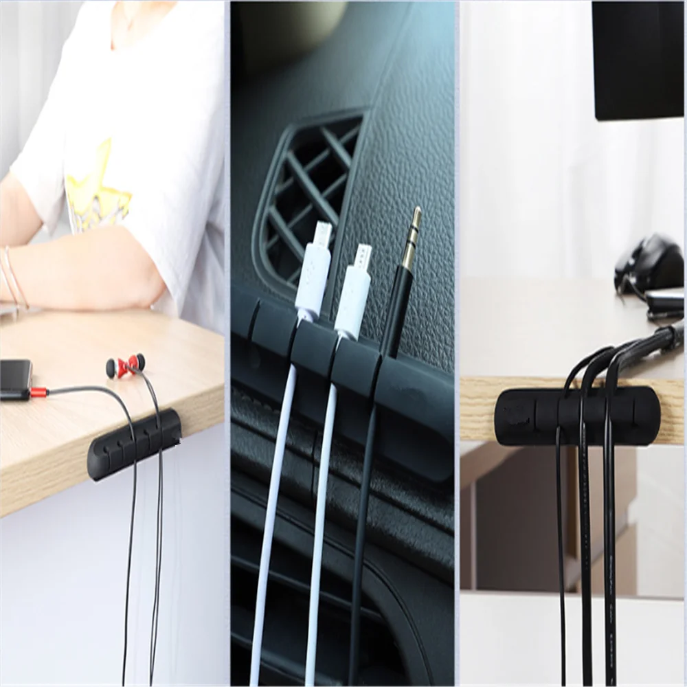 for 2021 Multipurpose Car Desk Desktop Wall Round USB Wire Cord Cable Holder Clip Organizer Retainer Clamps Collation Management