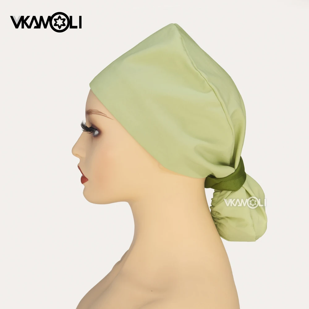 High quality quick drying fabric ponytail hat for doctors and nurses Women Long Hair Scrub Caps