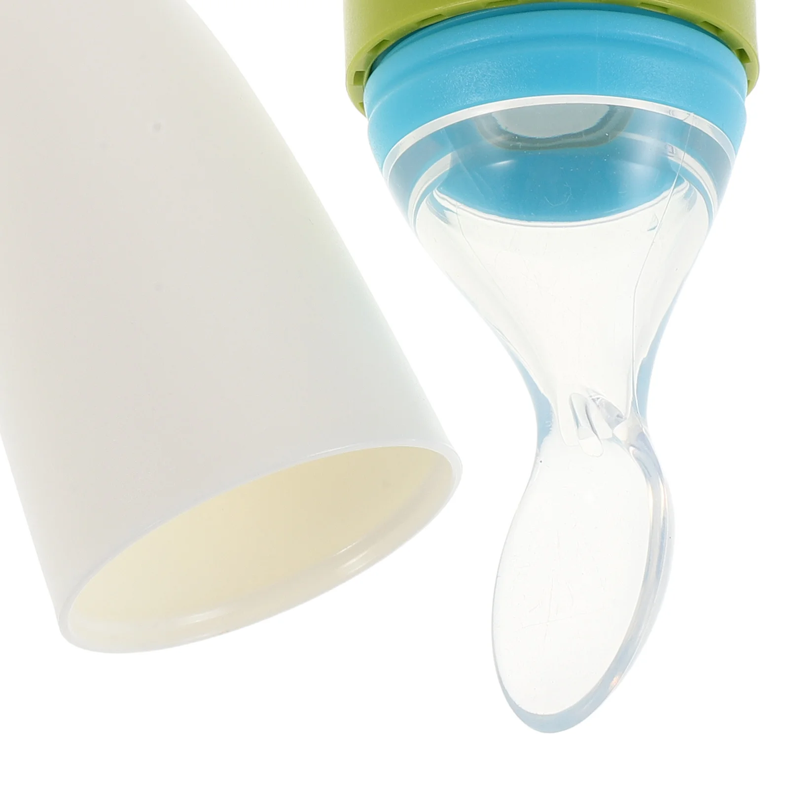 Cucchiaio in Silicone per l'Alimentazione del Bambino con Protezione Morbida per la Dentizione, Design a Spremuta per Erogazione, Facile da Pulire, Ideale per Viaggi - Cereali