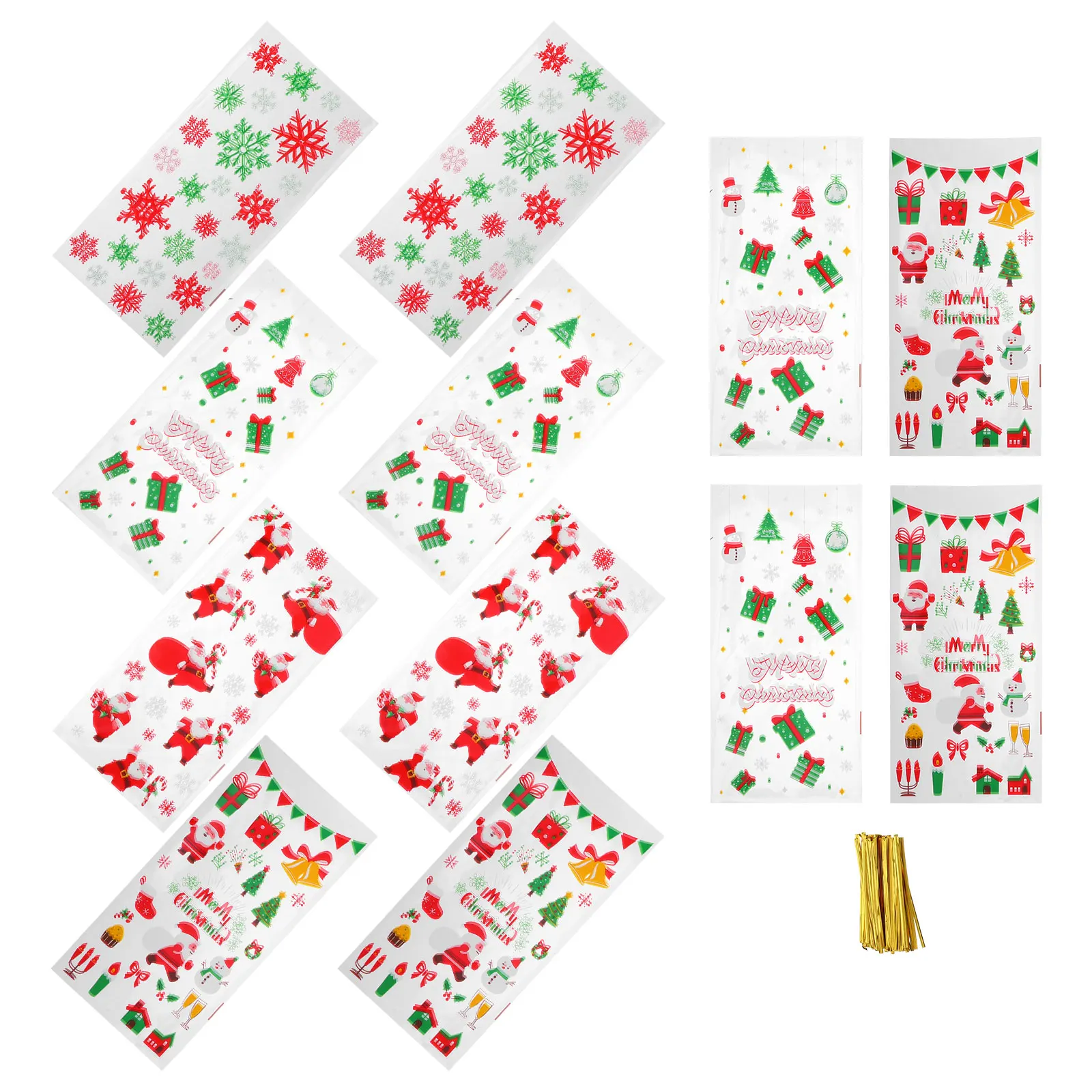 

100pcs Christmas Baking Gifts Cookie Bags C y Snowflake Cellophane Treat Bags Clear Stocking Popcorn Mixed Colors Packaging