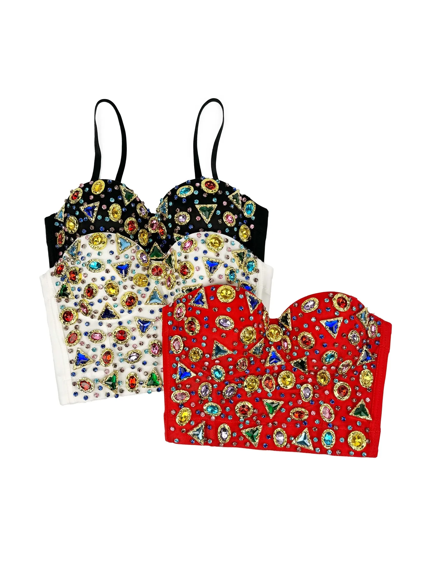 customized women adult retro color diamond acrylic fishbone bra with high-end feel worn with strapless straps sexy bra lingerie