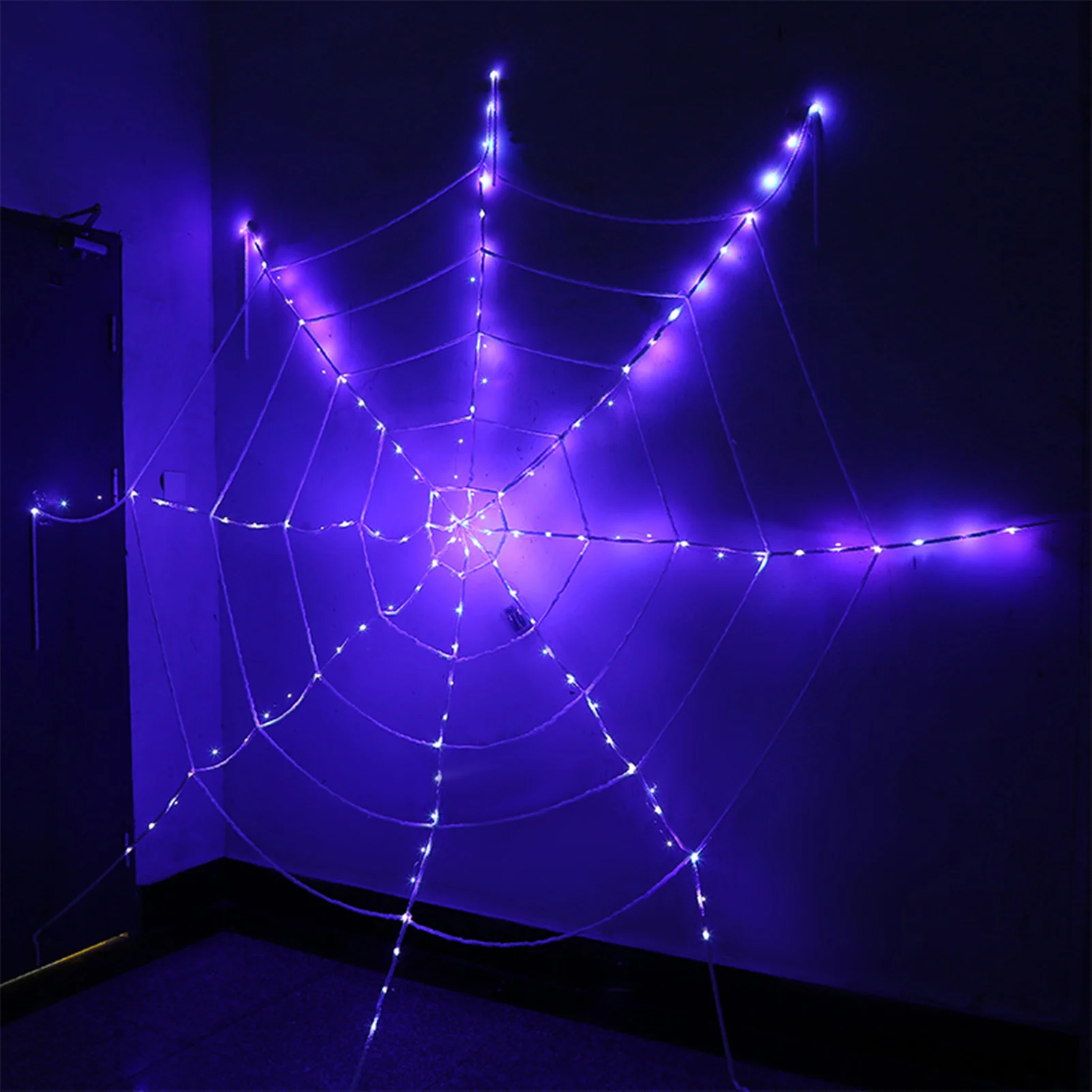 Halloween Spider Web LED Lights Battery-powered Hanging Ornament for Halloween Party Supplies