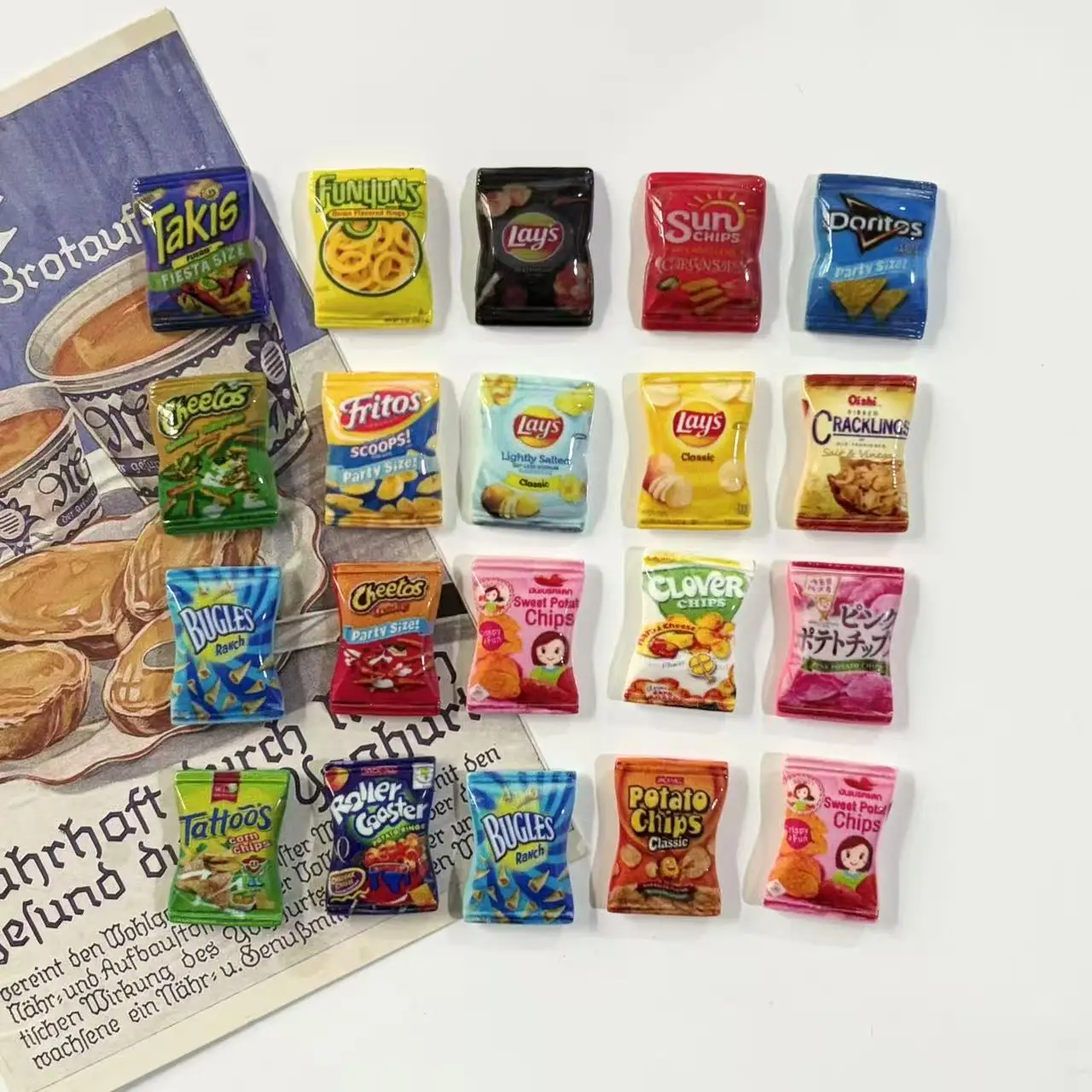 10Pcs Simulation snack packaging bag refrigerator sticker home decoration magnet