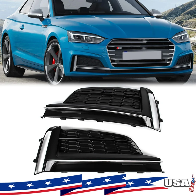 

8W6807681F 8W6807682F Передний бампер, противотуманная фара, решетка, крышка для Audi A5 S5 2018 2019, нижняя решетка бампера Magickit