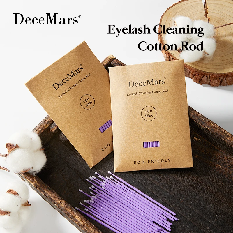 DeceMars Eyelash Cleaning Cotton Rod