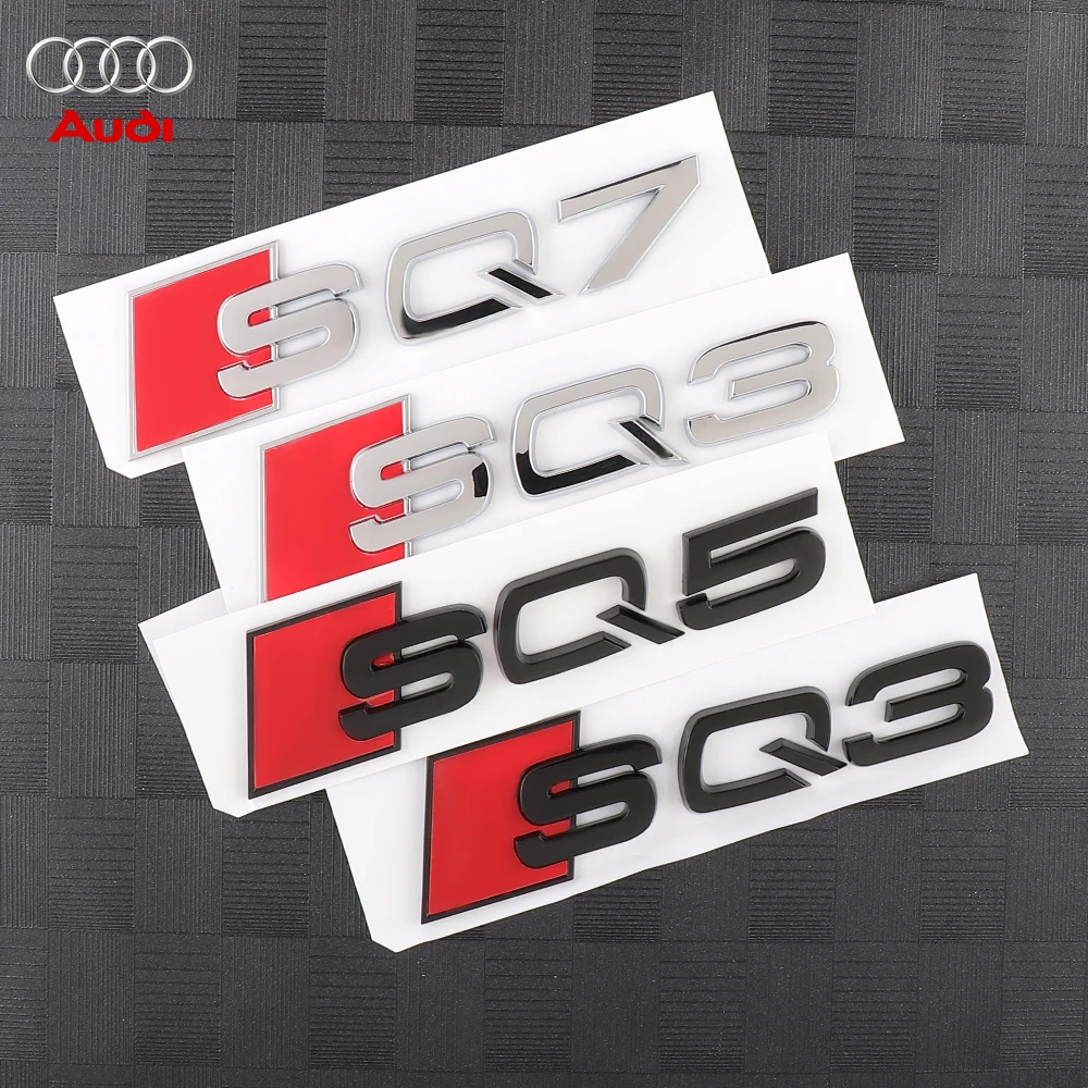 3D ABS Emblem Car Body Rear Trunk Sticker Badge Decoration Accessorie for Audi SQ3 SQ5 SQ7 8V B6 A5 A6 C7 Q5 B9 B7 C6 A1 Q7 Q3 R