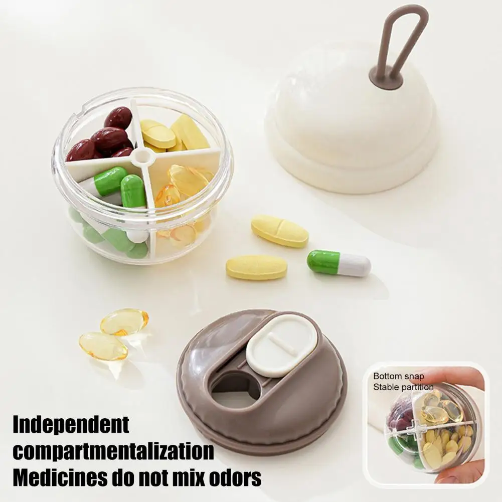 صندوق منظم حبوب منع الحمل، حقيبة تخزين حبوب الدواء، منظم حبوب السفر المحمول مع 4 مقصورات، صندوق تخزين صغير مرئي للأدوية #3