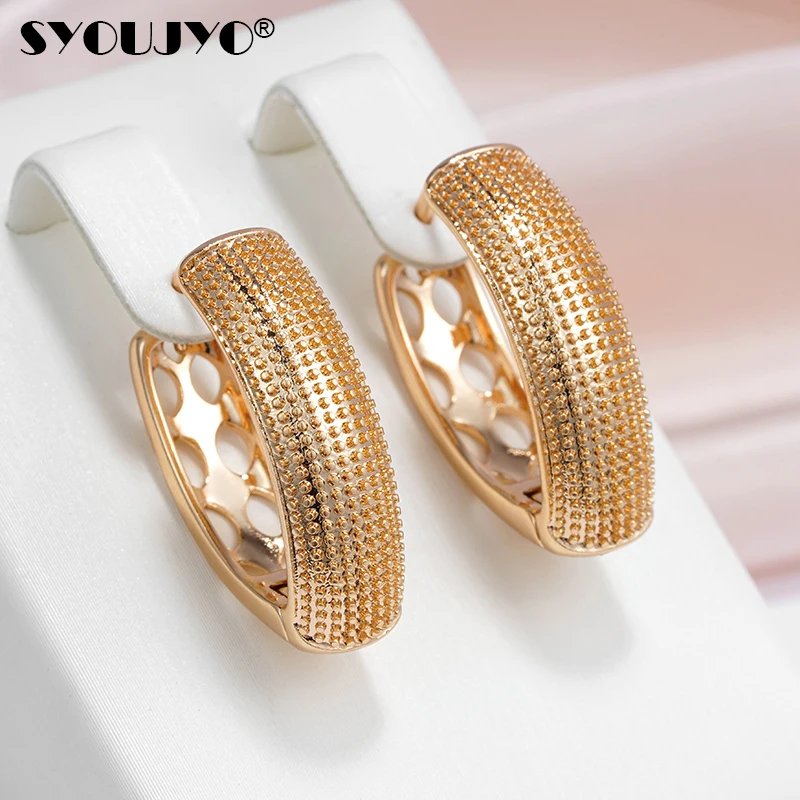 SYOUJYO Big V Shape 585 Gold Color Dangle Earrings For Women Vintage Party Fine Jewelry Favors