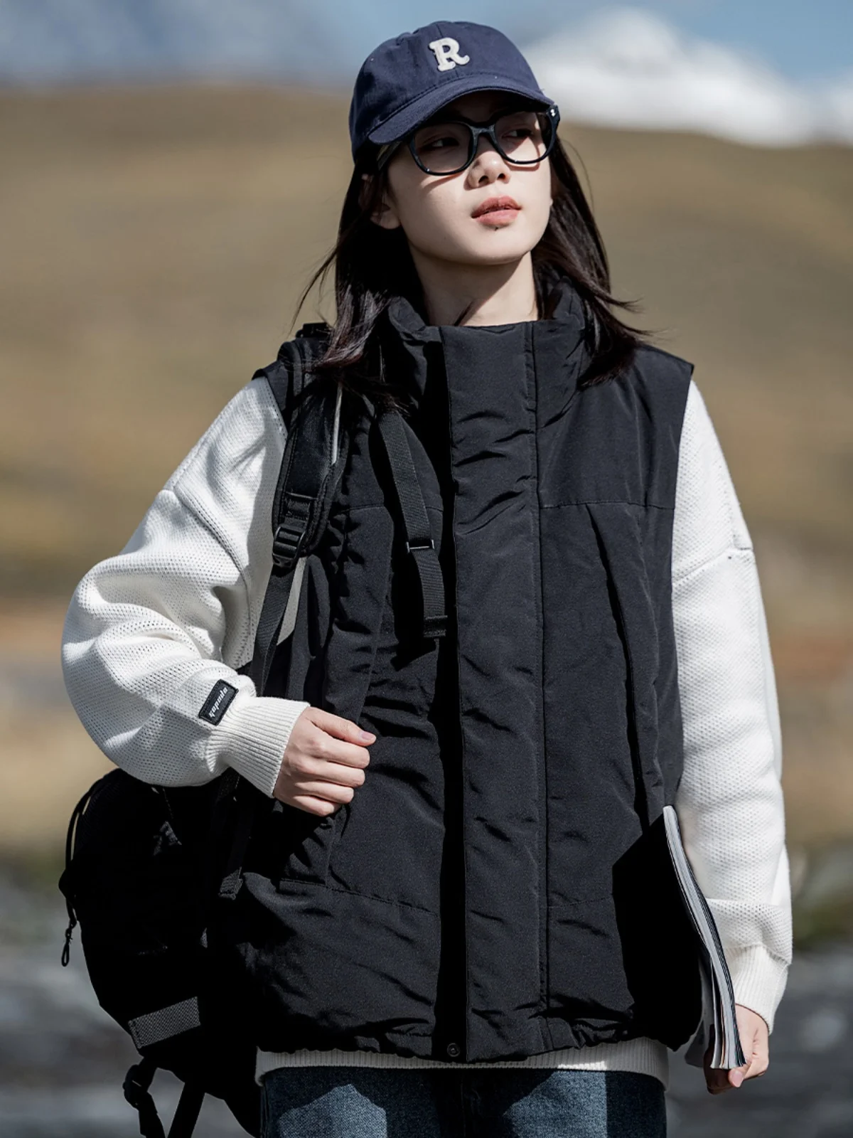 

Уличный жилет Mountain Valley 23AW ex down с воротником-стойкой Du Feather 90% наполнитель Thiened на молнии Street Sle