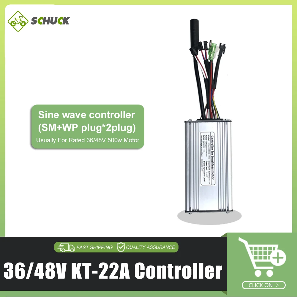 24 V/36 V/48 V 250 W-750 W KT Ebike Controller met SM Connector + WP Motor Plug voor Elektrische Fiets 15A 17A 20A 22A Controlesysteem