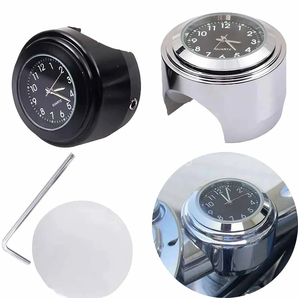 

Motorcycle Quartz Clock, 7/8 Inch Waterproof Chrome Handlebar Mount, Luminous Aluminum Watch