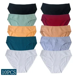 10PCS/Set Cotton Panties Women Seamless Underwear Solid Color Comfort Breathable Low Waist Briefs Sexy Lingerire M-XL Intimates