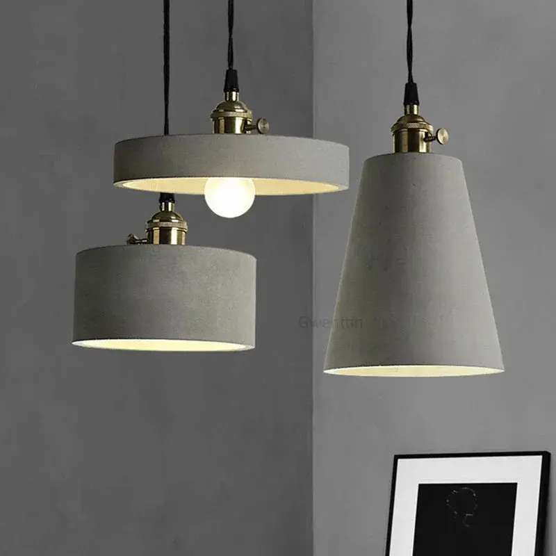 

Nordic Cement Pendant Light Retro Lamp Loft Decor Living Room Bedroom Restaurant Kitchen Hanging Lights Hotel Bar Lamps Fixtures