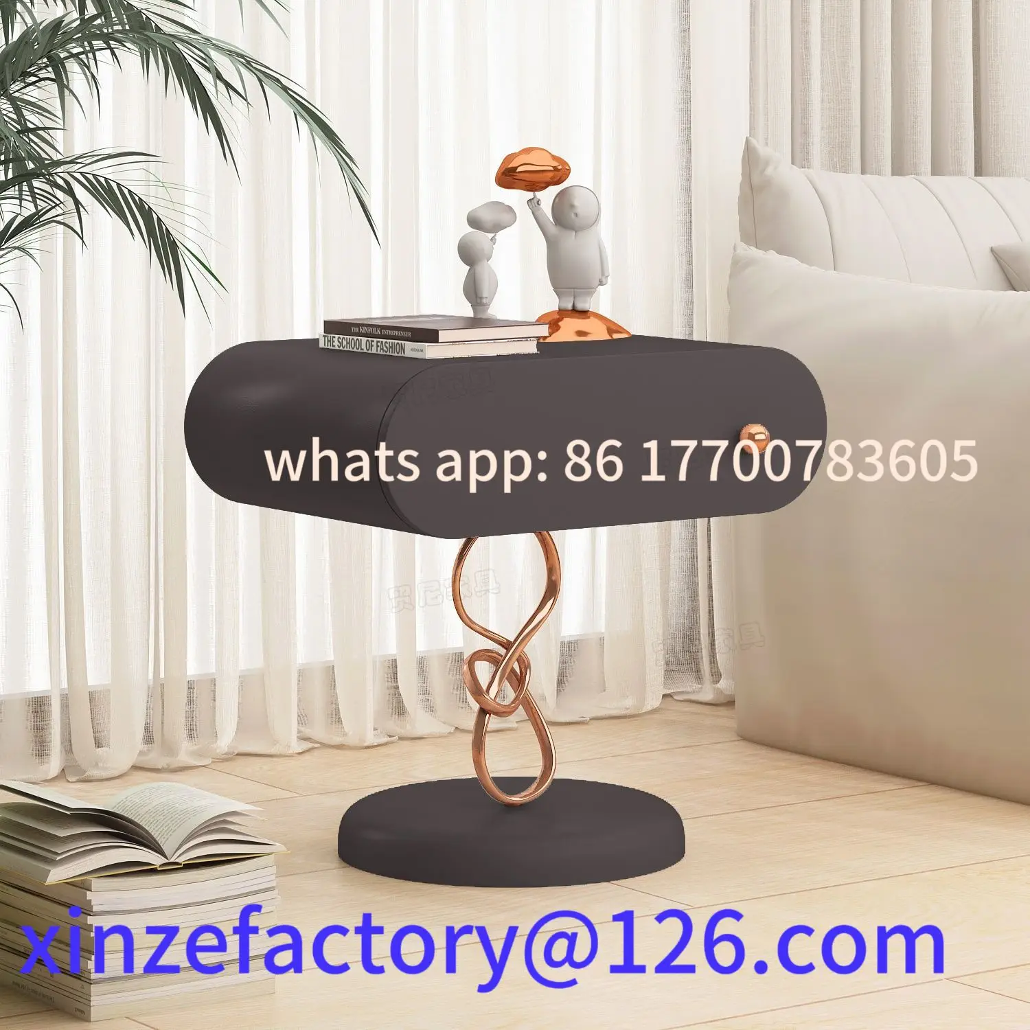 

Customizable Italian light luxury bedside table simple solid wood bedside cabinet bedroom storage cabinet