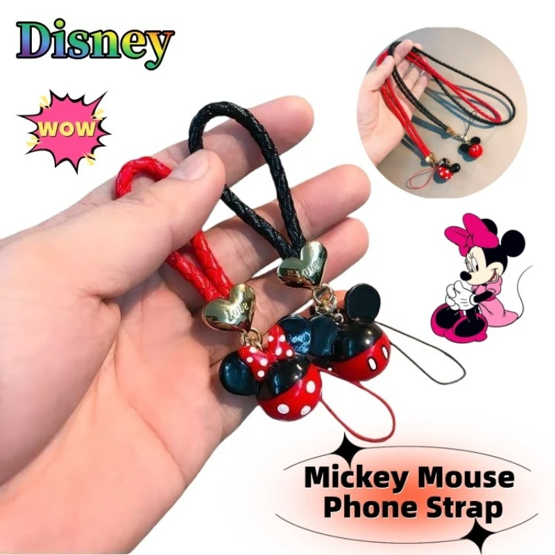 

Милый длинный ремешок для телефона с изображением Микки и Минни для мужчин и женщин, короткий USB-ремешок, модный аксессуар, подарок.