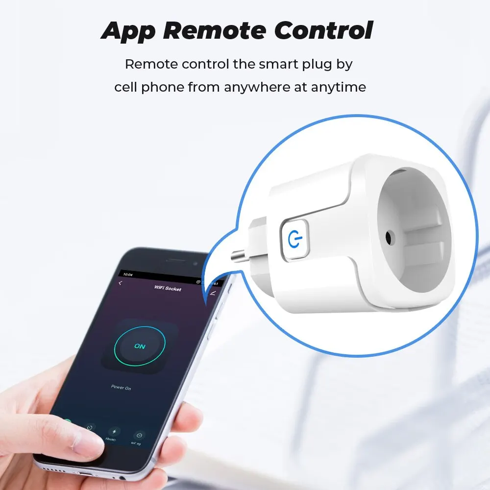 Work With Tuya ZigBee Socket Smart Plug EU 20A Power Monitor Timer Adapter Smart Home Wireless Compatible Alexa Google HOME