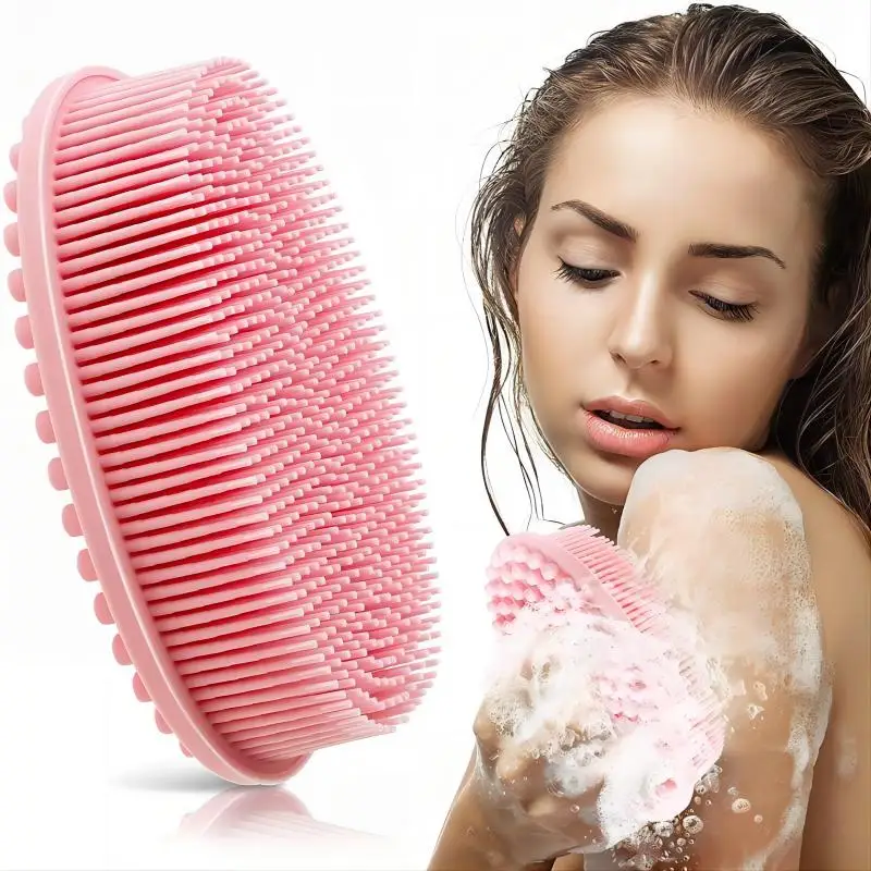 Bath And Shampoo Brush, Silicone Body Scrubber For Use In Shower, Exfoliating Body Brush, Premium Silicone Loofah, Head Scrubber