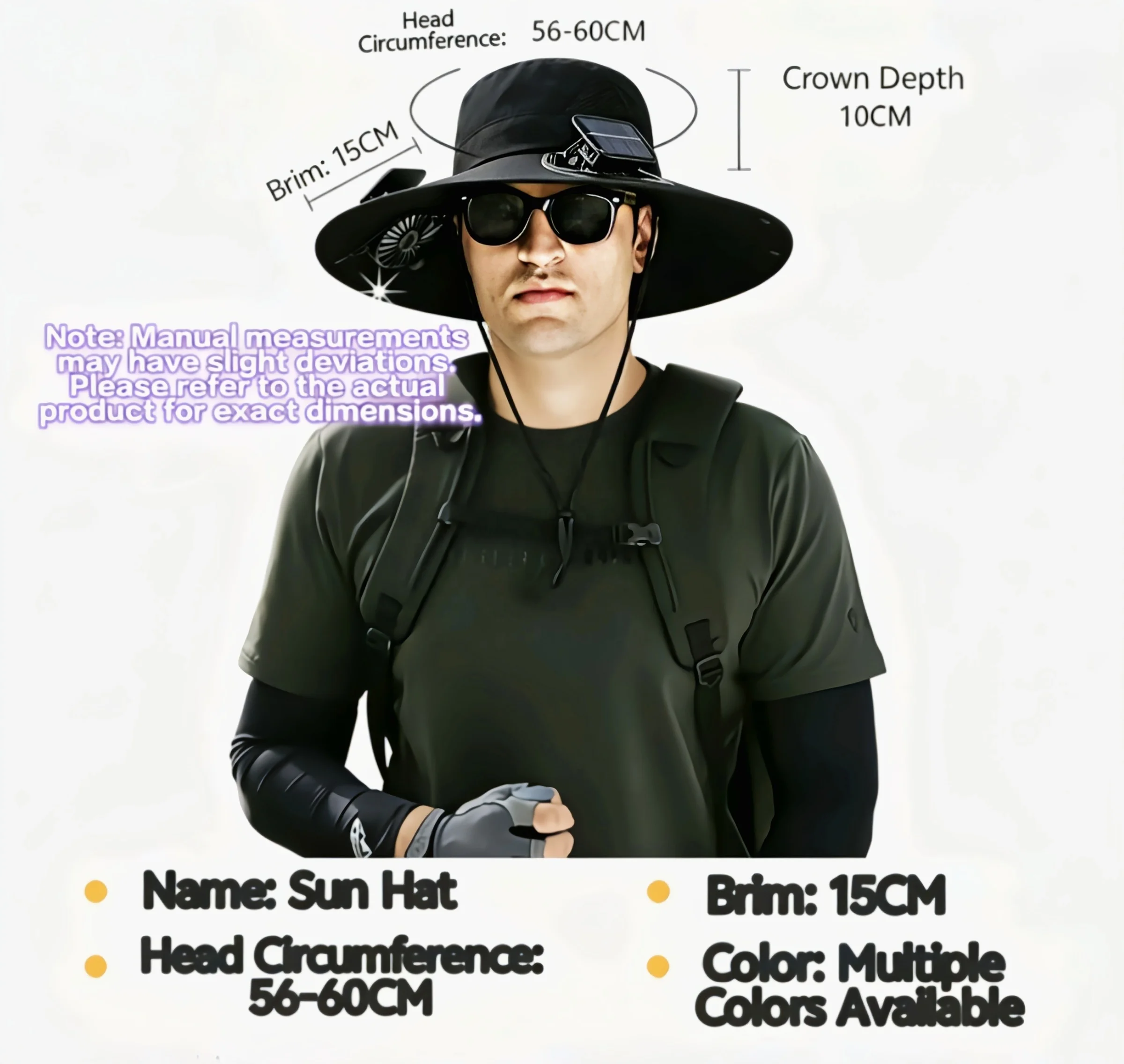 

Solar Wide Brim Hat Foldable Polyester UV Protection Outdoor Camping Beach BBQ Garden Patio Summer Hat for Men Women
