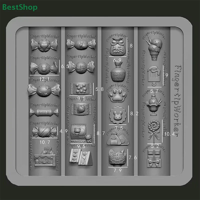 Forma silikonowa do paznokci, wzory z kreskówkami i cukierkami, dekoracje do paznokci, forma do wypełniania lakierem, wzory DIY, reliefowe wzory, stereoskopowe narzędzia do manicure