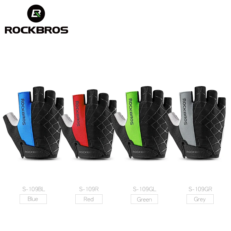 

ROCKBROS Cycling Anti-slip Anti-sweat Men Women Half Finger Gloves Breathable Anti-shock Sports Gloves Bike Bicycle Glove