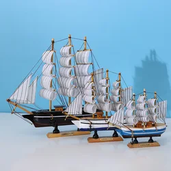 New Sailboat Ornament Smooth Sailing Simulation Small Wooden Boat Home Wine Cabinet Living Room Desktop Window Decoration Gift