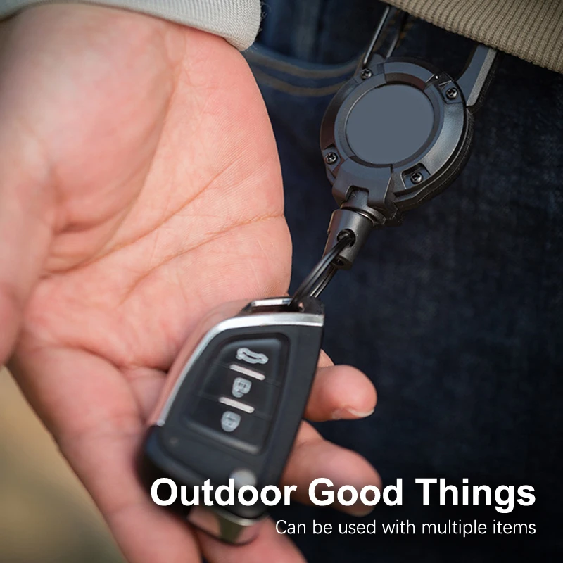 Outdoor Retractable Wire Rope Retractable Keychain Reel Multifunctional Key Chain With Steel Cable Key Ring Retractable Tool