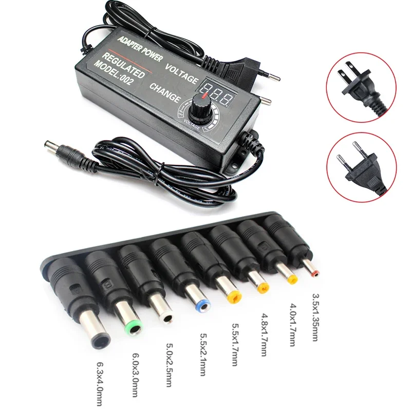 Adjustable AC Power Supply 3V-24V 3A AC DC 8 Plug Connect Universal Adapter Adjustable AC TO DC 220V 110V TO 3V 24V 9W 72W EU US