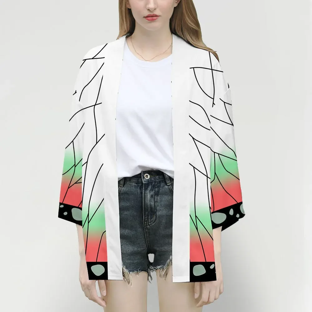 Summer men's and women's fashion kimono 3d printed collarless cardigan casual clothing plaid square graphic street shirt