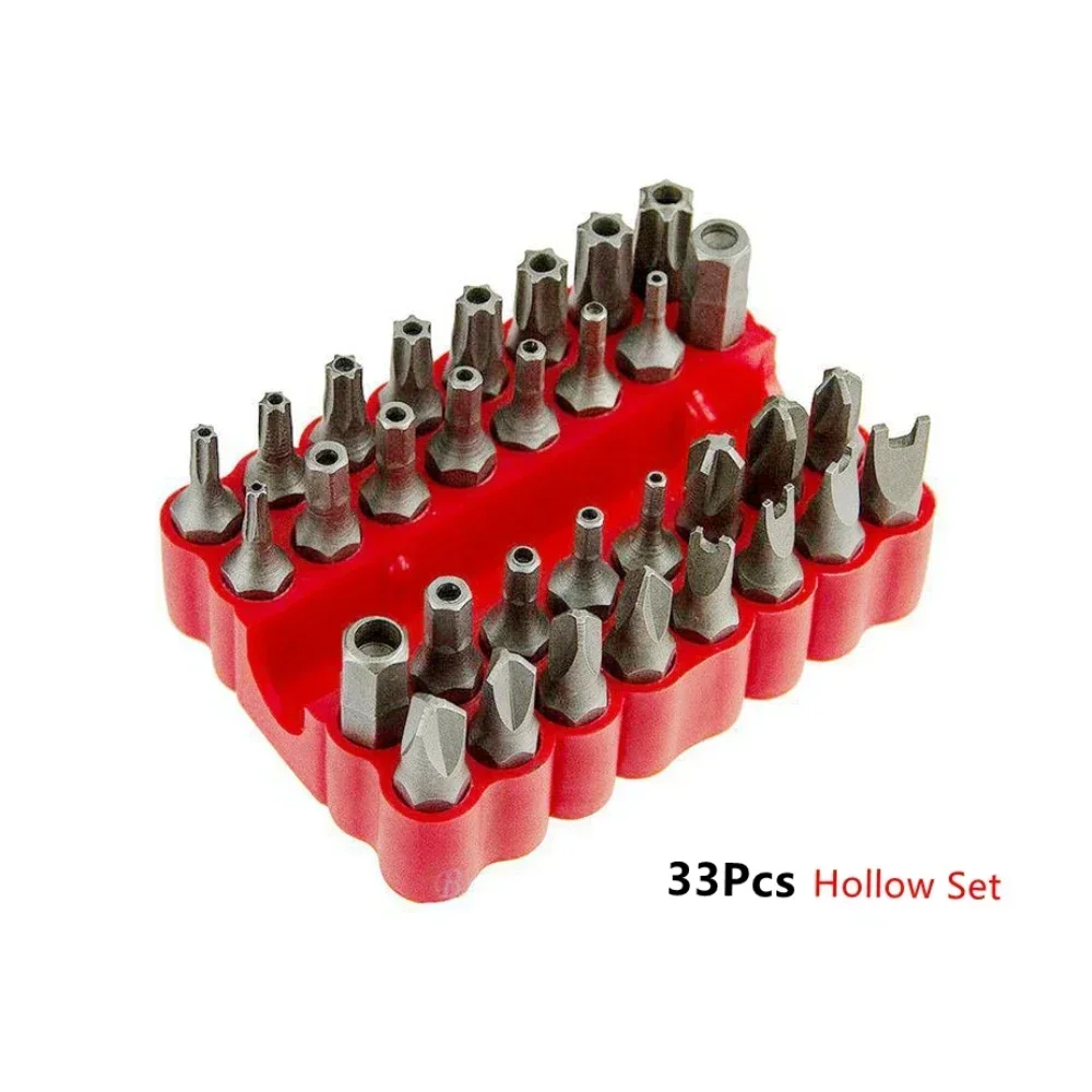 2/5/8/10/12/33Pcs Screwdriver Tamper Proof Security Bits 60mm Magnetic Extension Bit Holder Torx Hex Star Socket DIY Tools Set