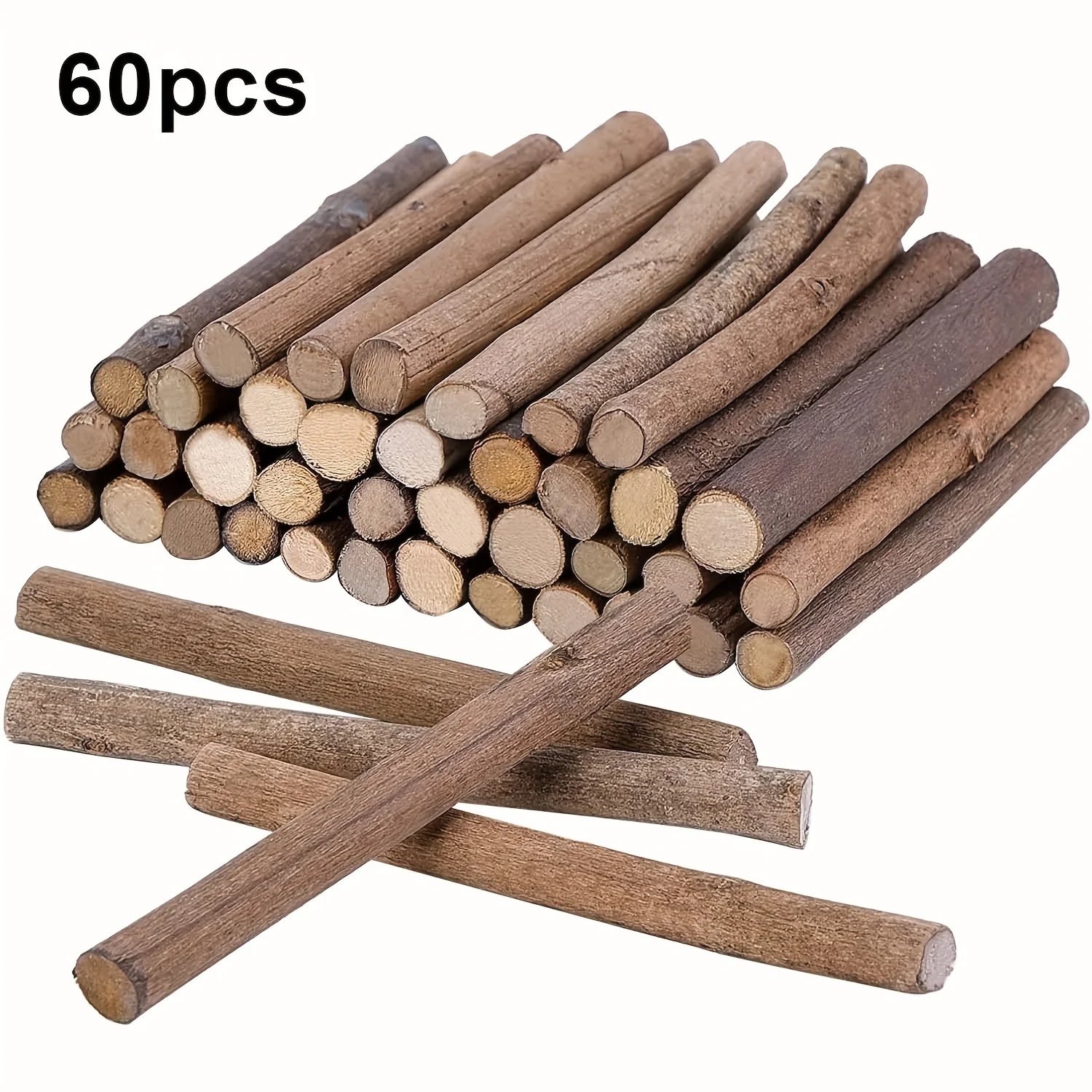 

60pcs 4 Inch Long 0.3-0.5 Inch in Diameter Wood Log Sticks Twigs Craft Sticks for DIY Crafts Photo Props Festival Decoration