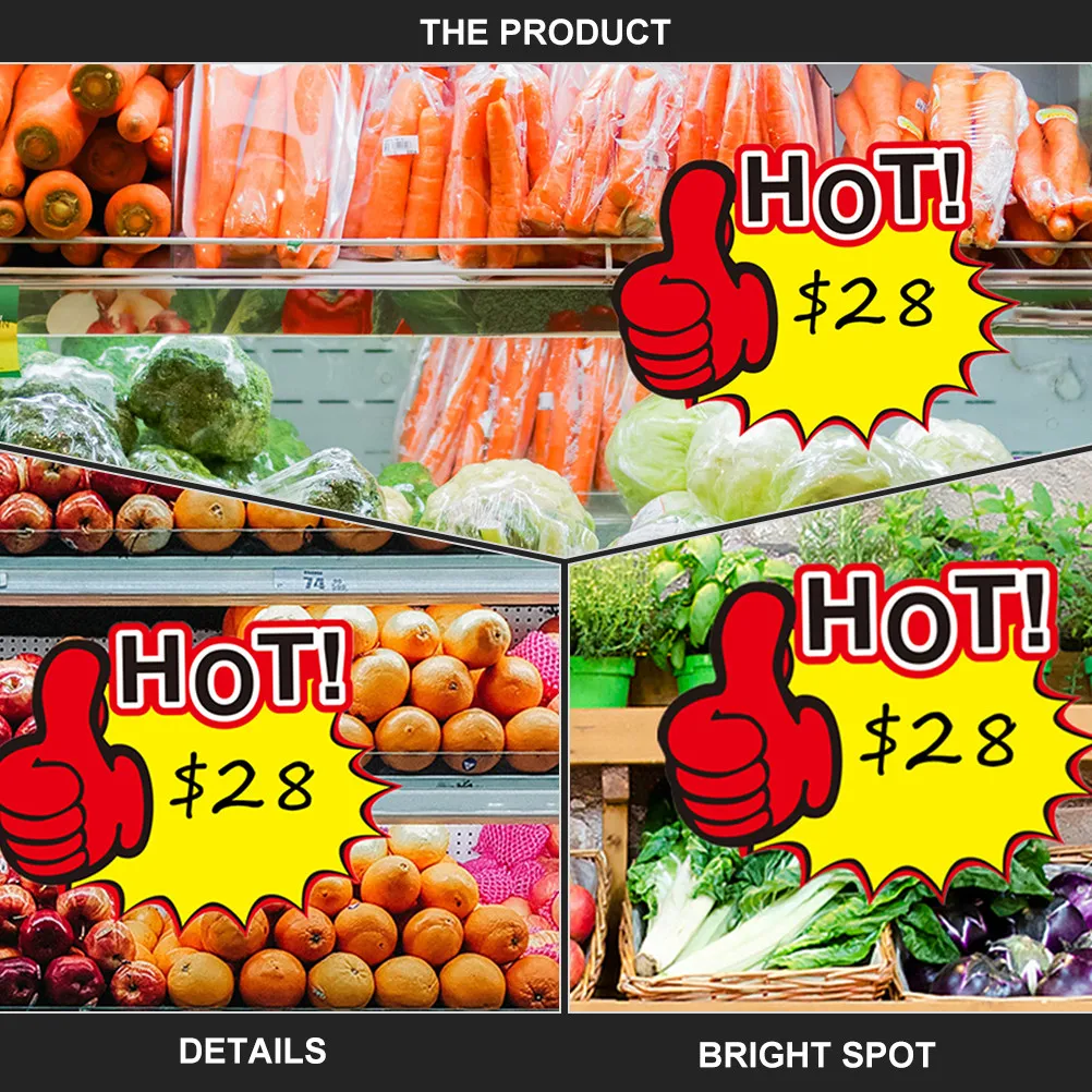 

50Pcs Commodity Price Signs Promotional Stickers Strong Paper Material Eye Catching for Shop Display Sale Event