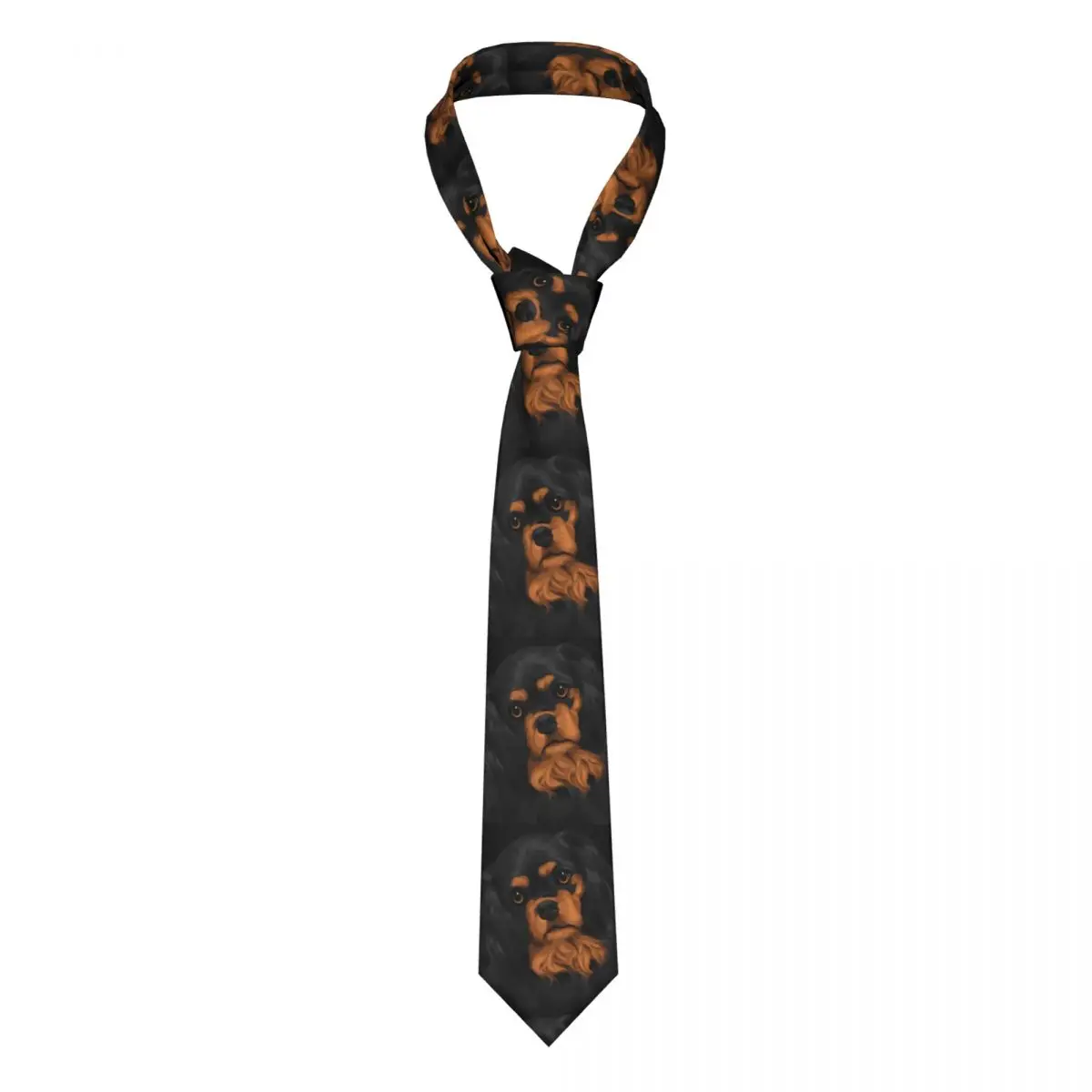 

Fashion Tilted Black Cavalier King Charles Spaniel Tie for Party Customized Mens Dog Lover Neckties