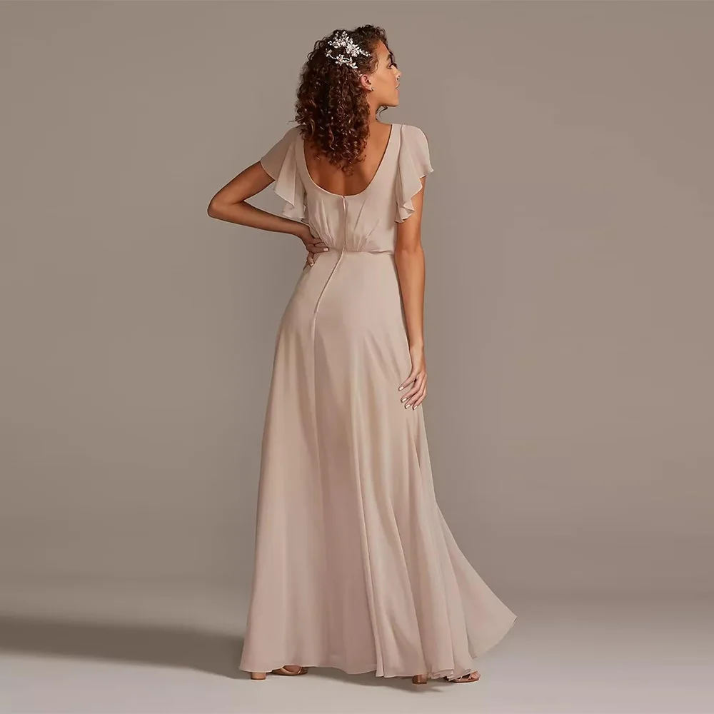 فساتين أم العروس شيفون أنيقة مخصصة للنساء فساتين طويلة الأكمام رفرفة شيفون للحفلات المسائية 2025