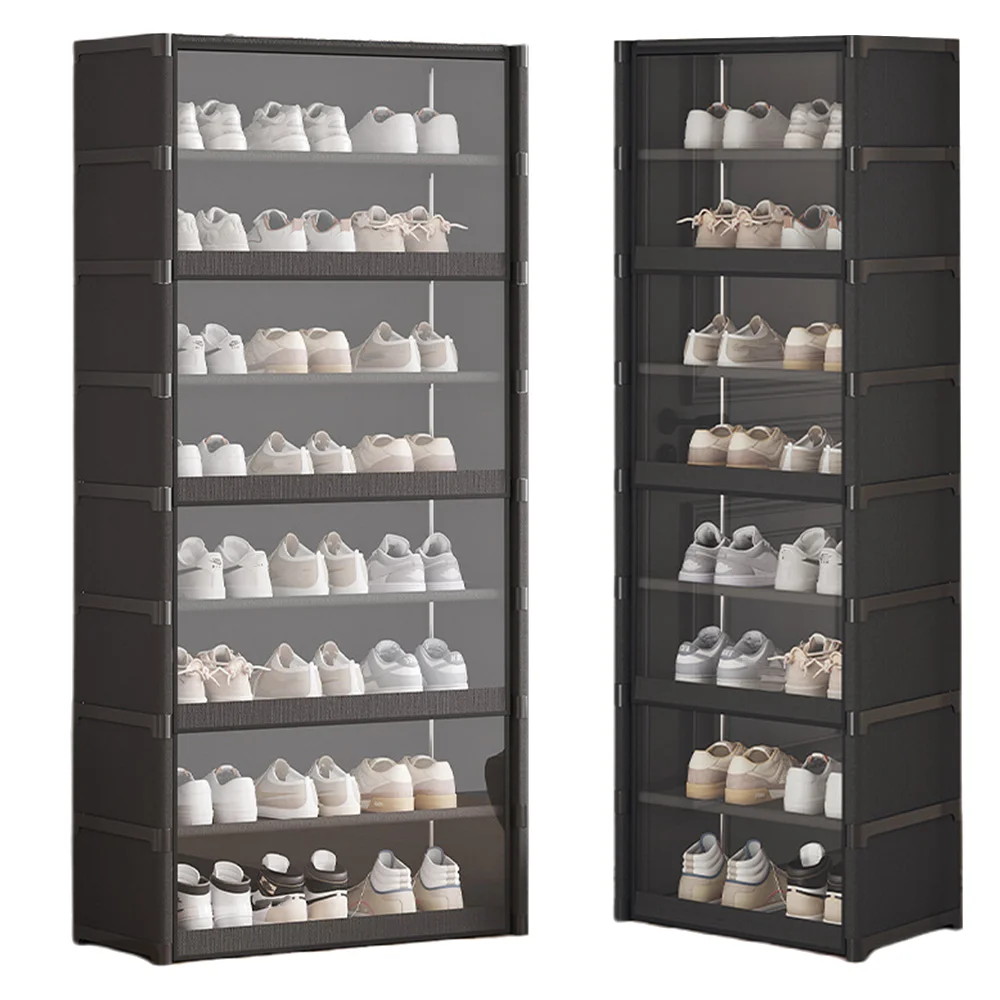 

Shoe Cabinet 9 Tiers 18-24 Pairs Narrow Shoes Shelf Cabinet Sneaker Rack Organizer Shoes Cabinet 55'' Tall for Entryway,Black