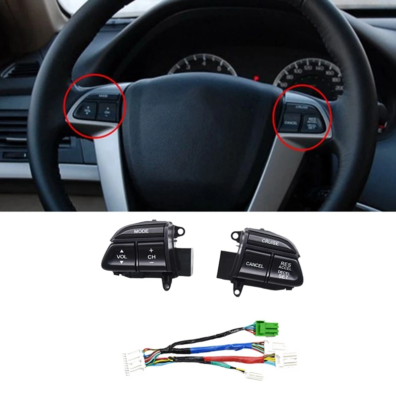 

Car Steering Wheel Audio Control Button Cruise Control Switch With Wiring Harness For Honda Accord 2008-2012