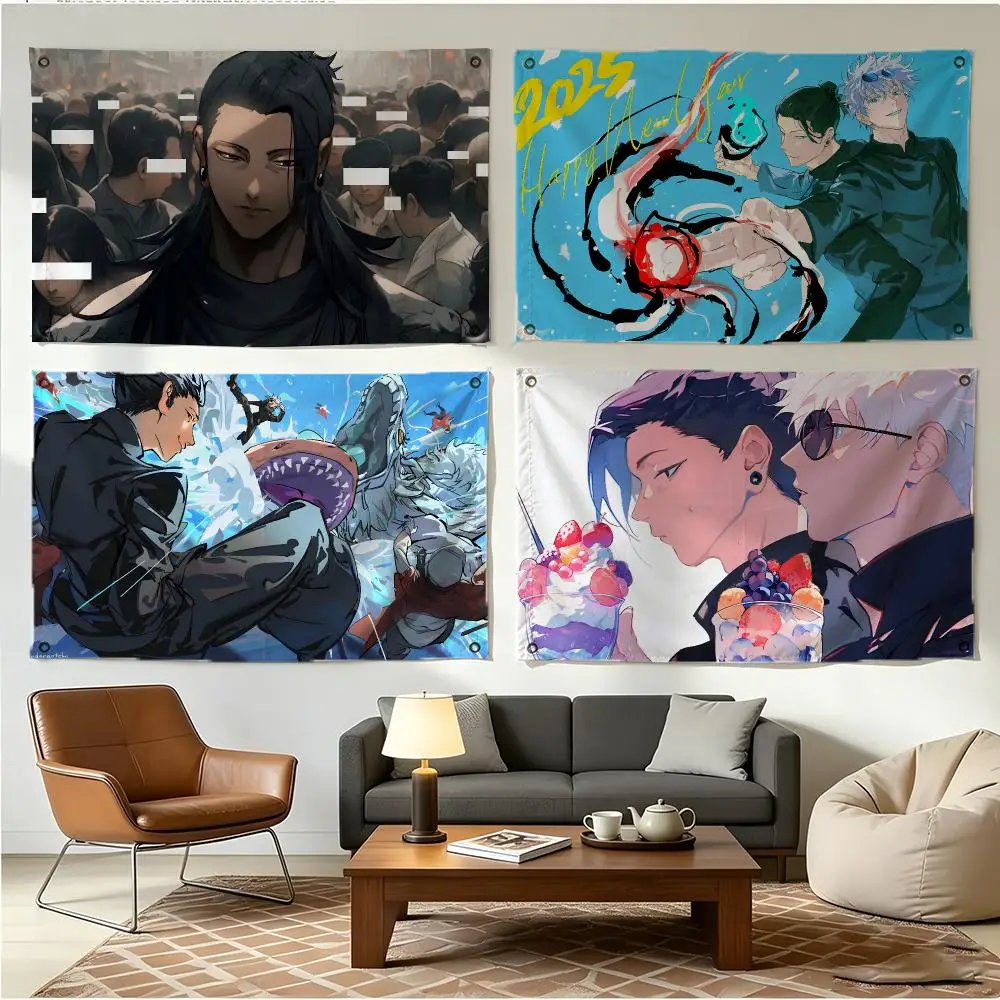 Anime Character Jujutsu Kaisen Suguru Geto Flags Four Ring Borderless Art Decor Indoor Outdoor Use Simple Hang And Install