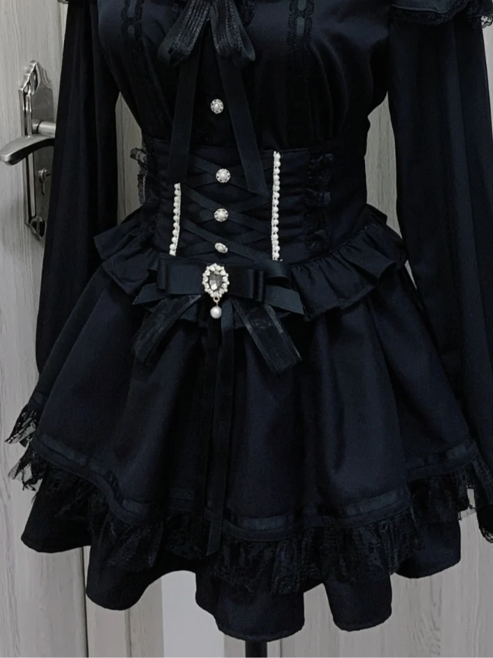 Kawaii Mini Cake Kanten Rokken Vrouwen Harajuku Bandage Lolita Hoge Taille Y2k Esthetische Zoete Kant Retro Gothic JK Japanse 2025 Nieuwe