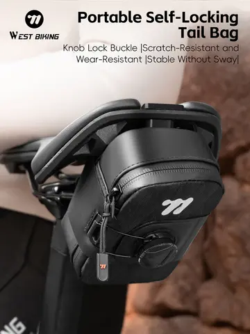 WEST BIKING Mini Bicycle Saddle Bag Knob Self-locking Portable Cycling Tail Bag Tool Storage Bag MTB Road Bike Accessories