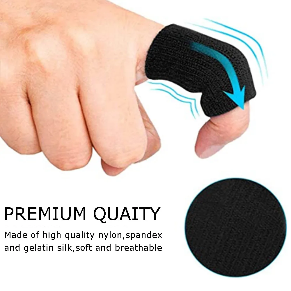 

10Pcs Comfortable Finger Brace Splint Sleeve Thumb Support Protector Elastic Breathable Stabilizers for Golf, For All Ages