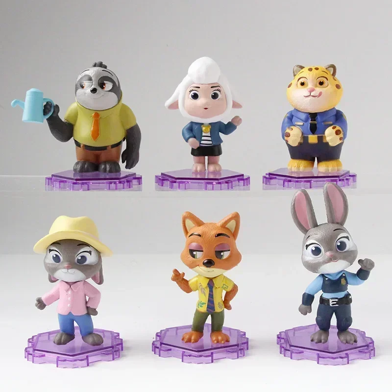 

Hot Sale 6pcs/Set Zootopia 2 Figure Toy Judy Rabbit Nick Fox Figurine Desktop Model Ornaments Toys Fans Christmas Gifts