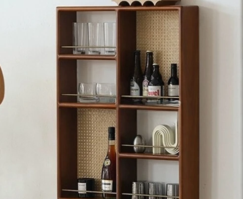Wall shelf  solid wood wine rack Wall decoration cabinet Hanger Vintage restaurant Locker Display rack