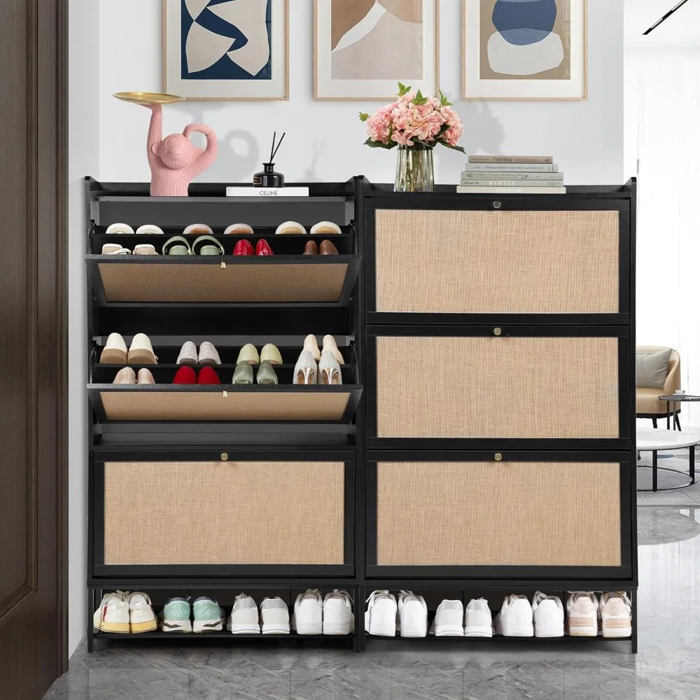 Shoe Cabinet with 3 Flip Drawers, 4 Tier Freestanding Shoe Organizer, Shoe Cabinet