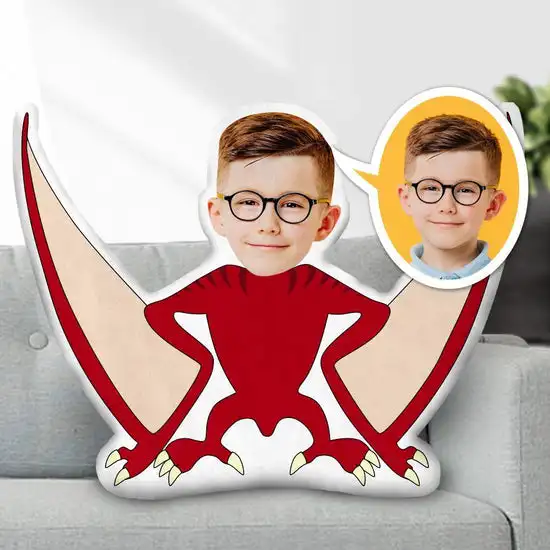 Minime Pillow cushion Dolls Photo Face customized  Pillow creative Personalized Girl Face Pillow Dinosaurs Pterodactyl Picture