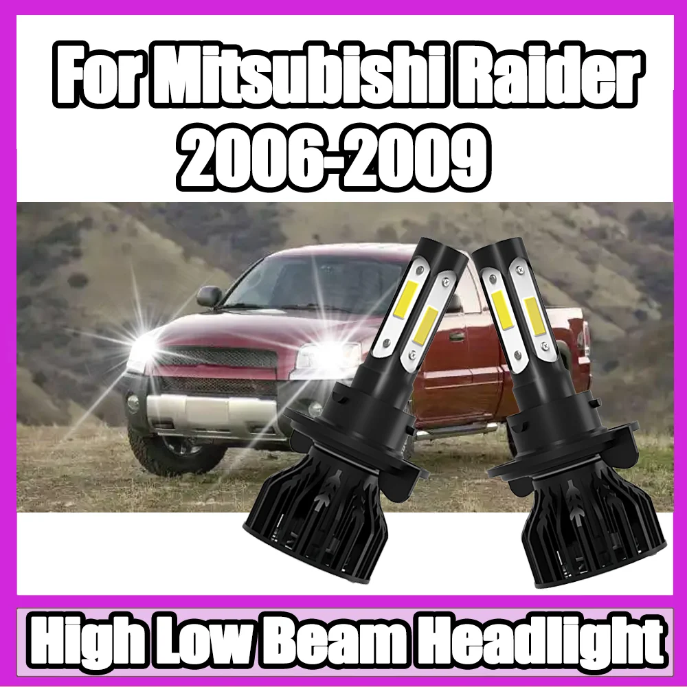 

2X H13 High Low Beam Headlamps 6000K Super White LED Headlight Bulbs Lights From All Four Sides For Mitsubishi Raider 2006-2009