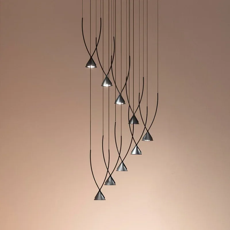 Modern Minimalist LED Pendant Light Suitable for Coffee Shops Restaurants Staircase Chandelier Designers Glossy Hanging Lighting