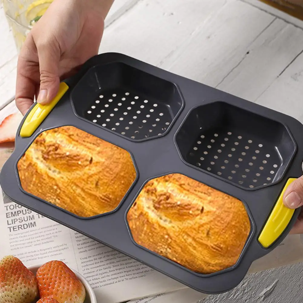 

4-Grids Silicone Baking Mold，Non-stick，Rectangle Loaf Pan Oven，Microwave Dishwasher Safe Toast Box Bread Mould